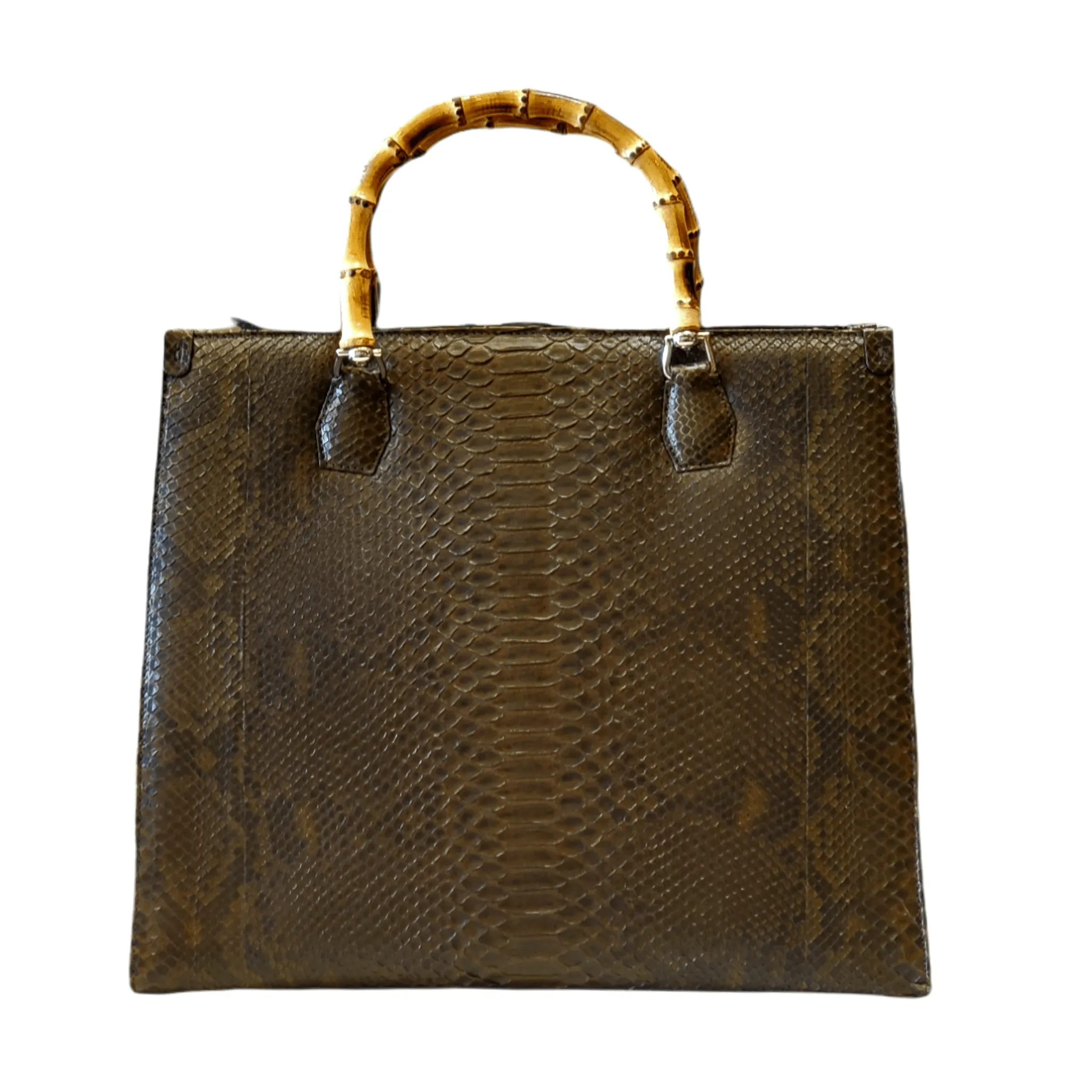 Large Tote Oxford Python Bamboo Handles