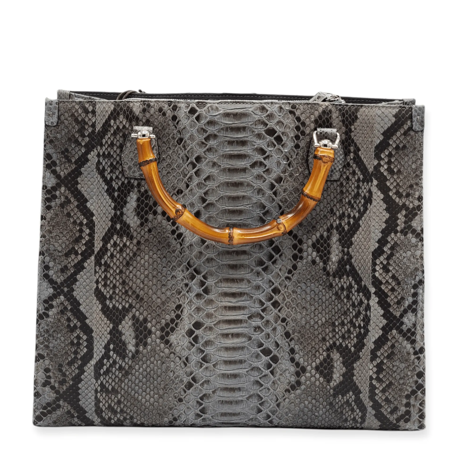 Large Tote Oxford Python Bamboo Handles