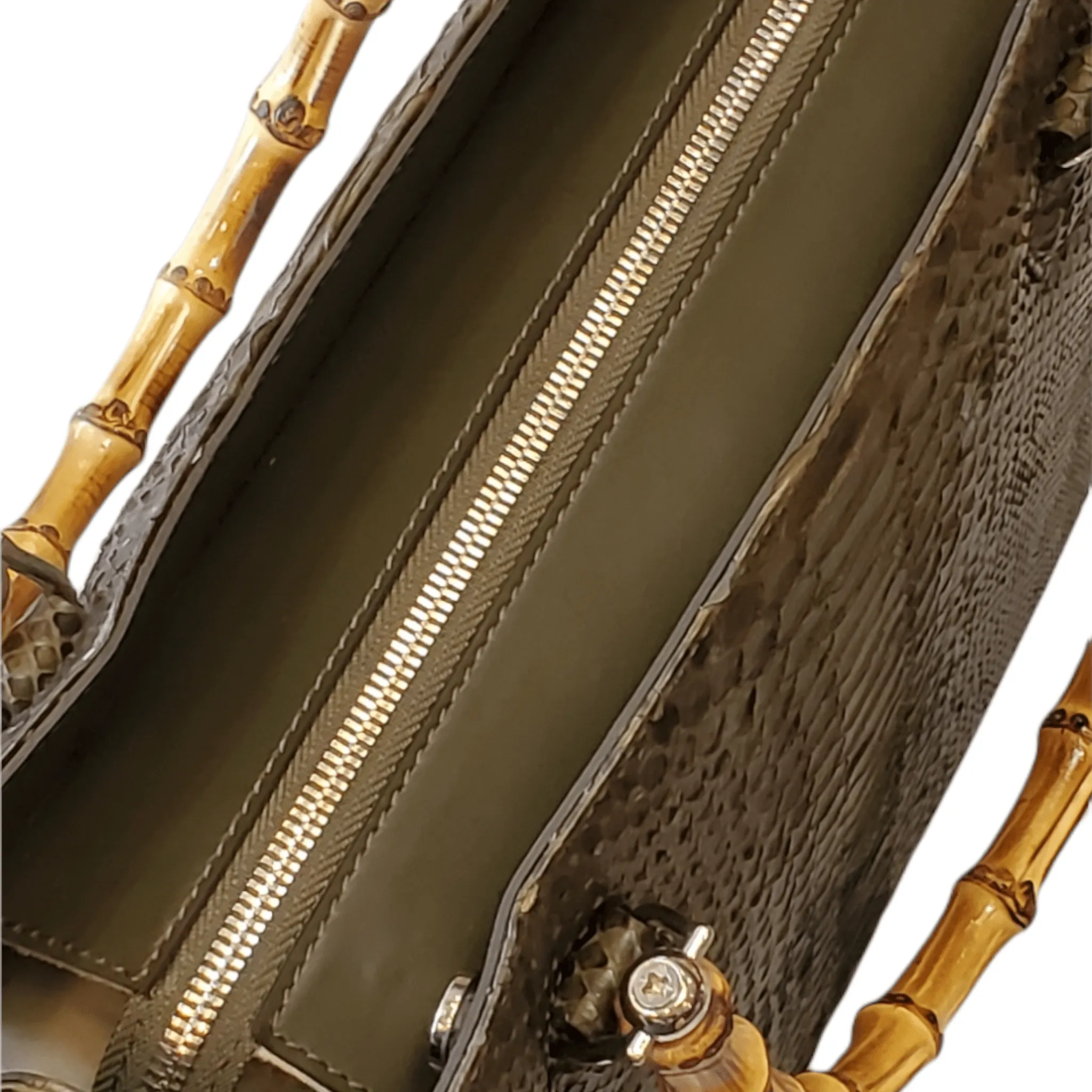 Large Tote Oxford Python Bamboo Handles