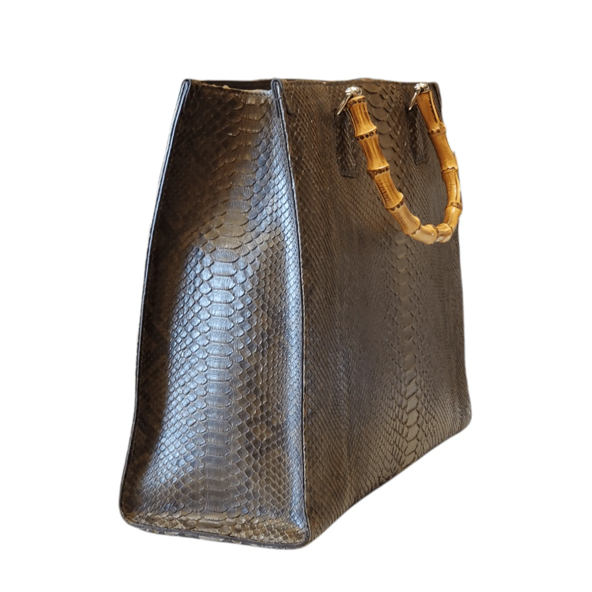 Large Tote Oxford Python Bamboo Handles