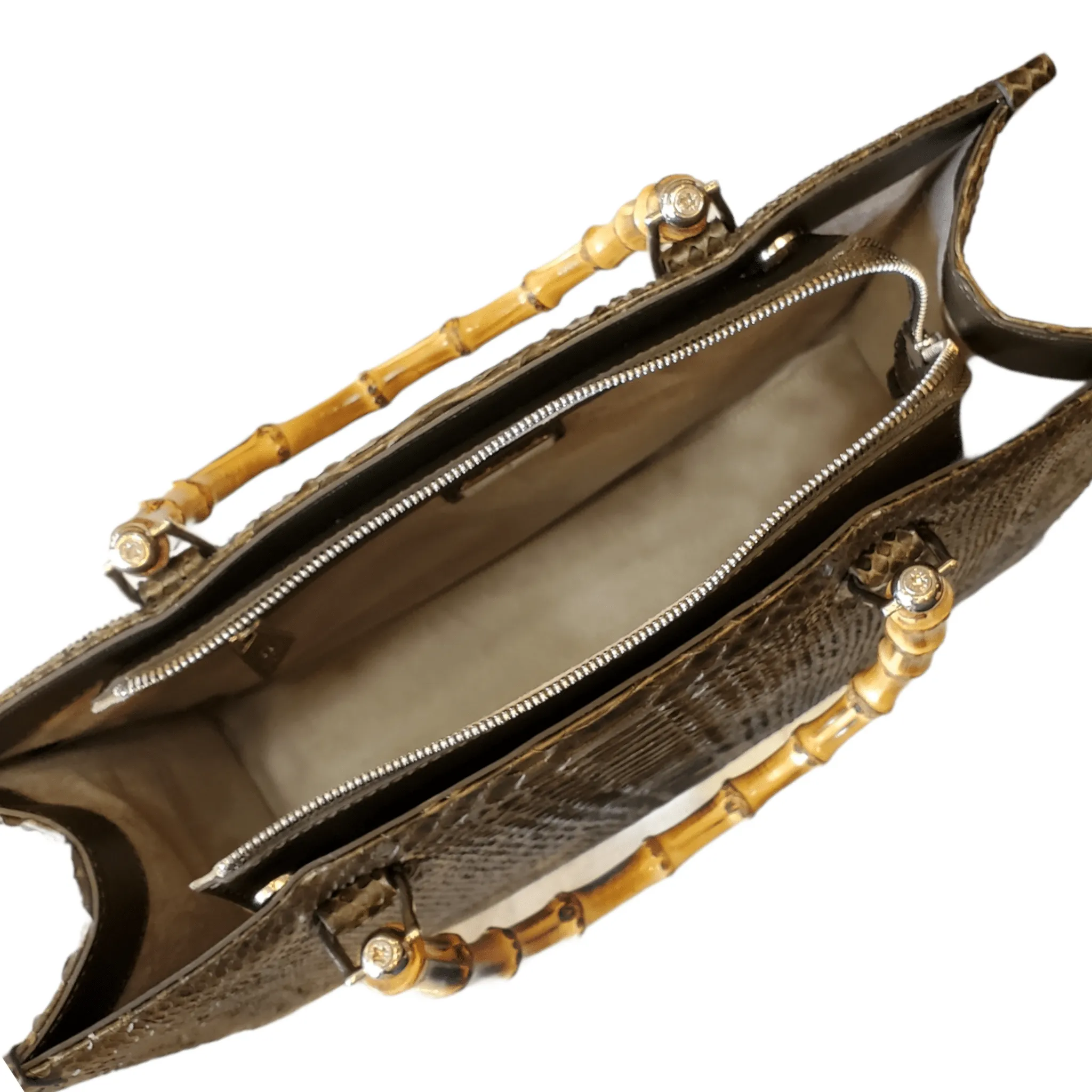 Large Tote Oxford Python Bamboo Handles