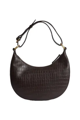 Leather Croc Effect Shoulder Bag