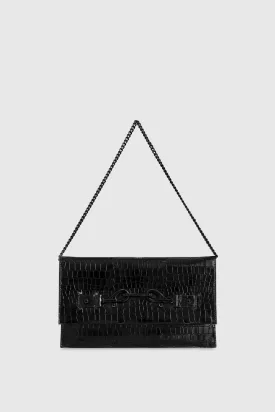Lou Clutch Bag In Black/Black Shellac