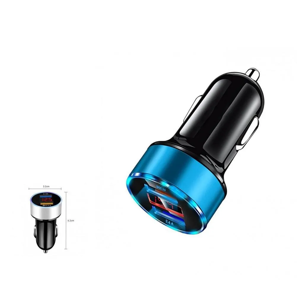 Mini Dual USB Mobile Phone Fast Charger for Vehicles (with LED Display)