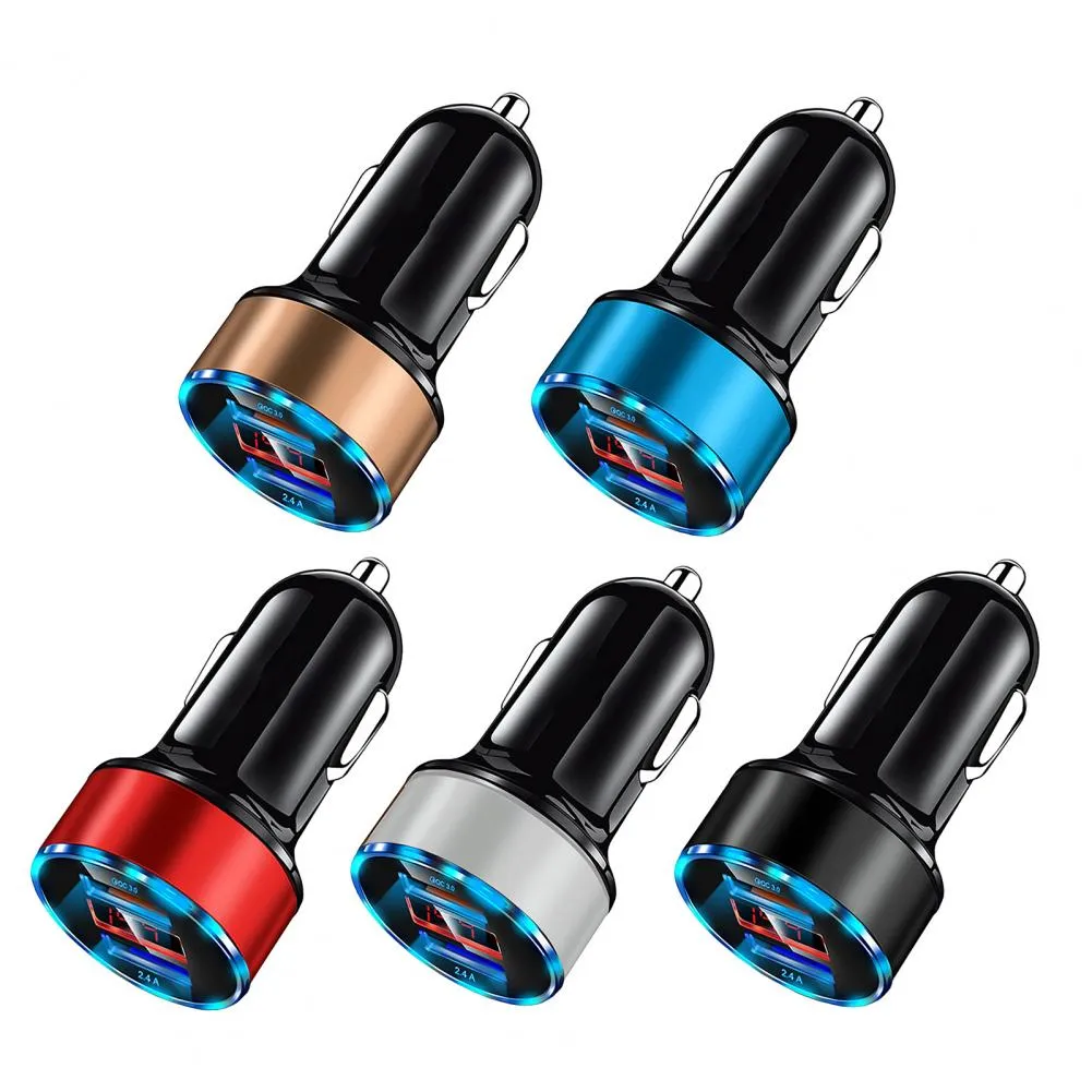Mini Dual USB Mobile Phone Fast Charger for Vehicles (with LED Display)