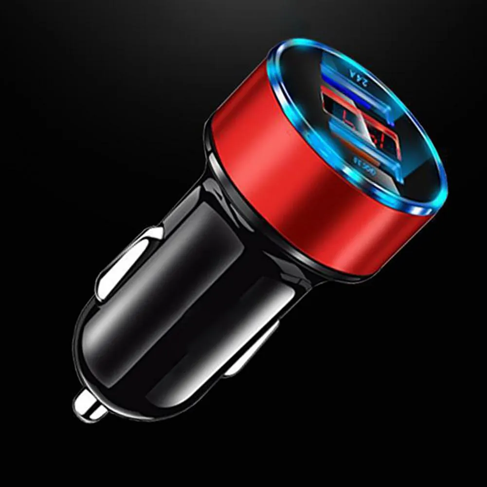 Mini Dual USB Mobile Phone Fast Charger for Vehicles (with LED Display)