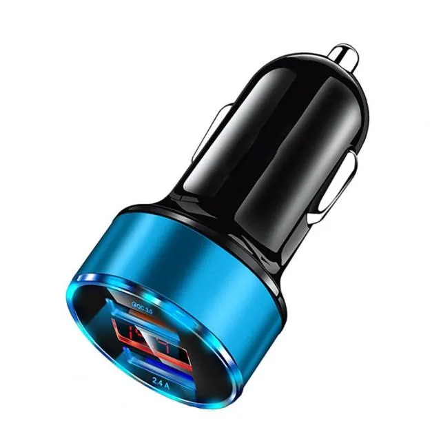 Mini Dual USB Mobile Phone Fast Charger for Vehicles (with LED Display)