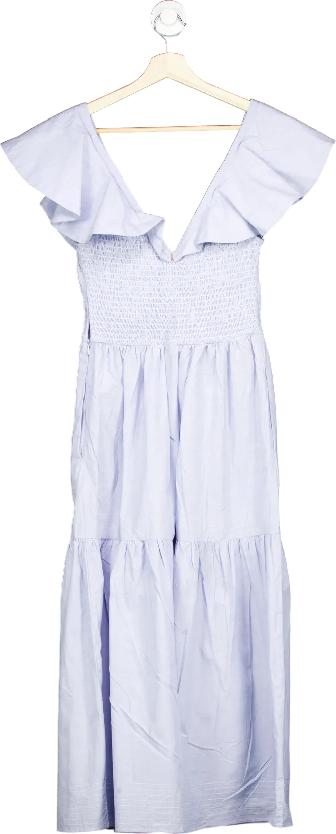Misa Los Angeles Light Blue Tiered Midi Dress S
