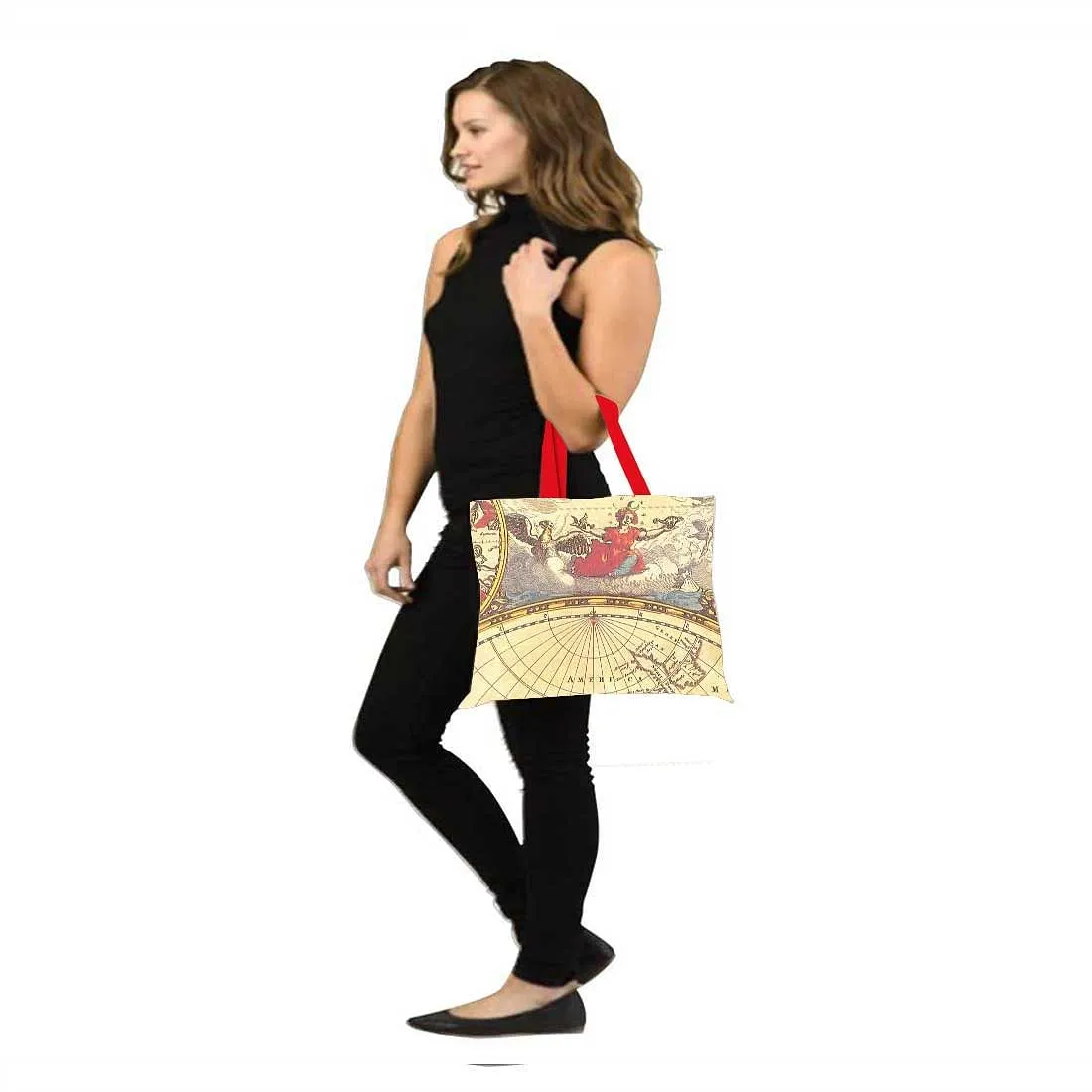 Nutcase Designer Tote Bag for Women Gym Beach Travel Shopping Fashion Bags with Zip Closure and Internal Pocket to keep cash/valuables - Old Map