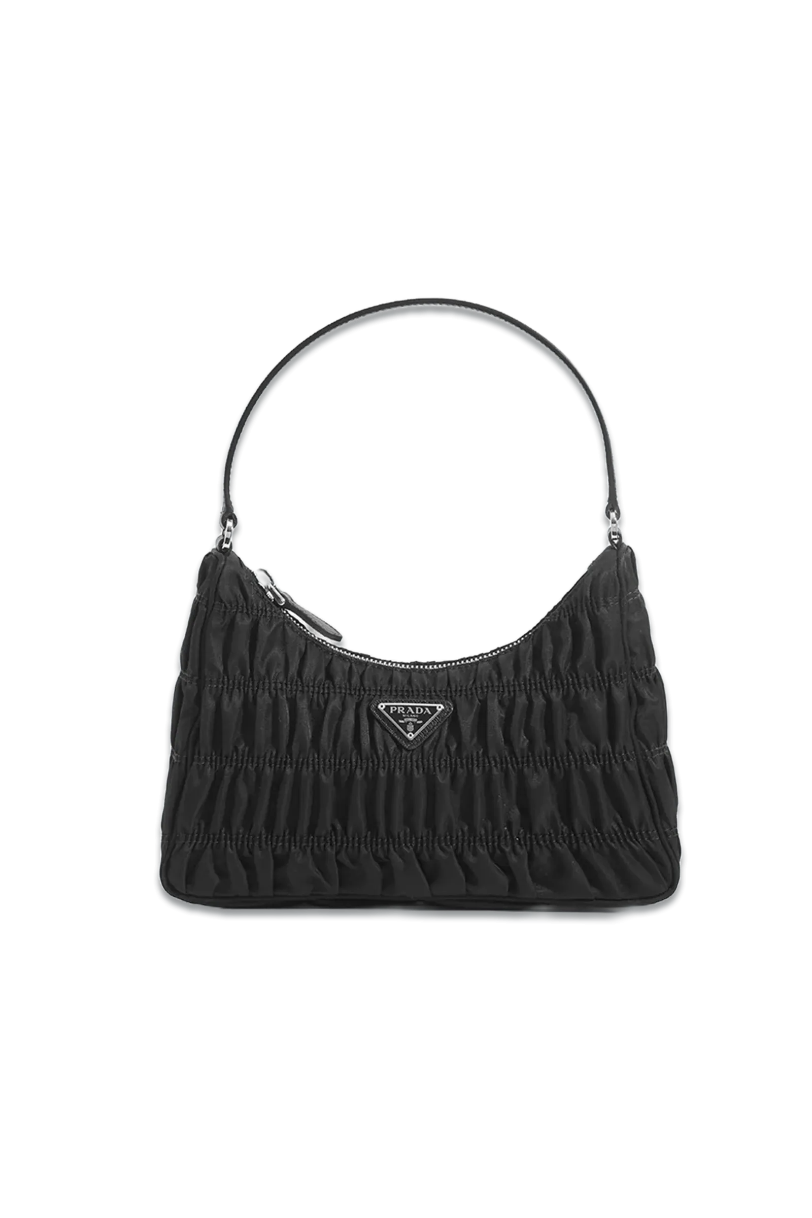 Re-edition 2000 Hobo Bag in Ruched Black Nylon
