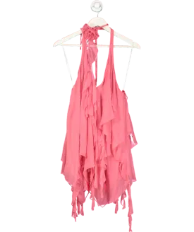 Retrofete Pink Caspian Silk Chiffon Dress UK S