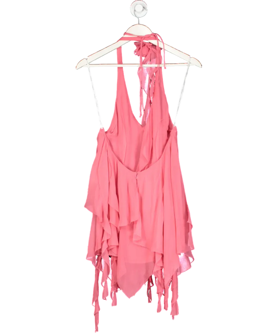 Retrofete Pink Caspian Silk Chiffon Dress UK S