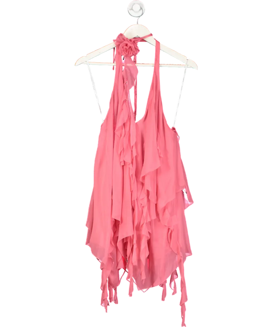 Retrofete Pink Caspian Silk Chiffon Dress UK S