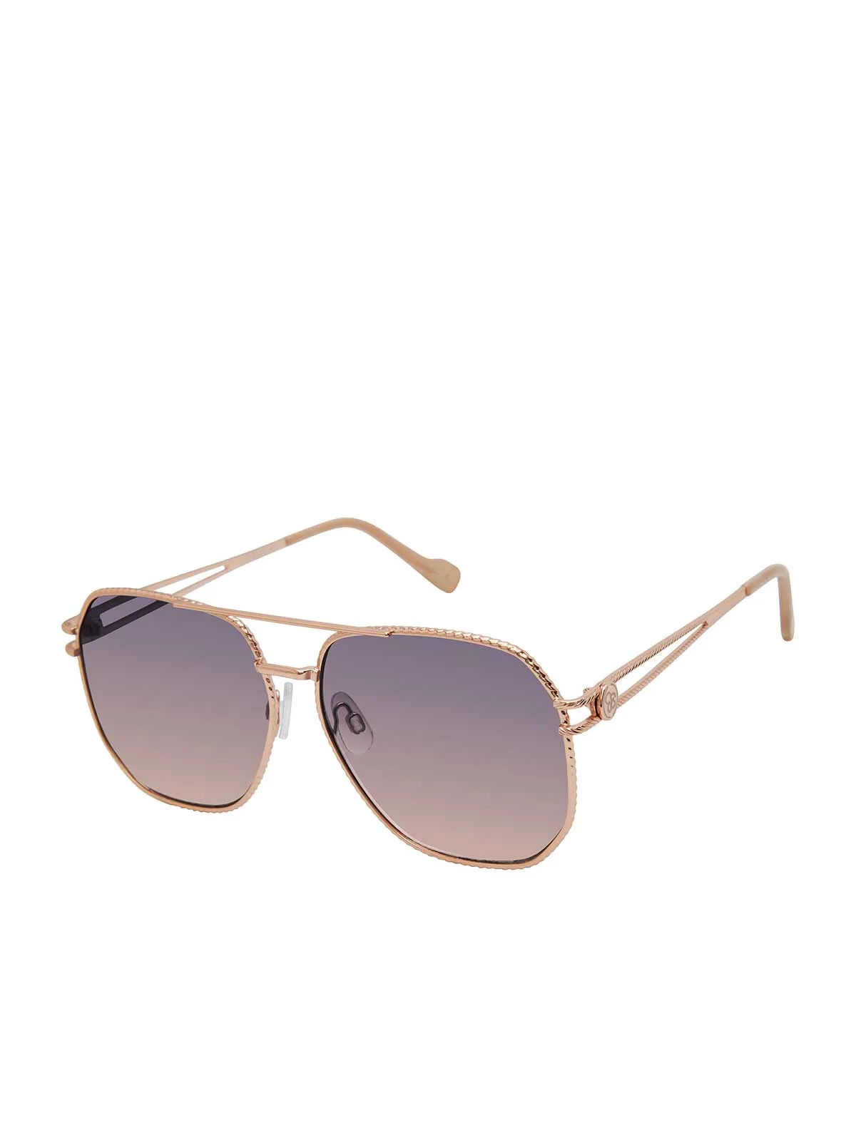 Roped Metal Geometric Aviator Sunglasses in Rose Gold