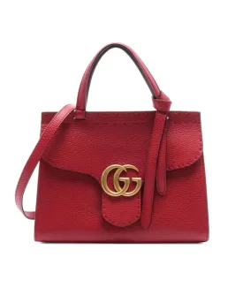Small Top Handle Leather Satchel with Magnetic Closure