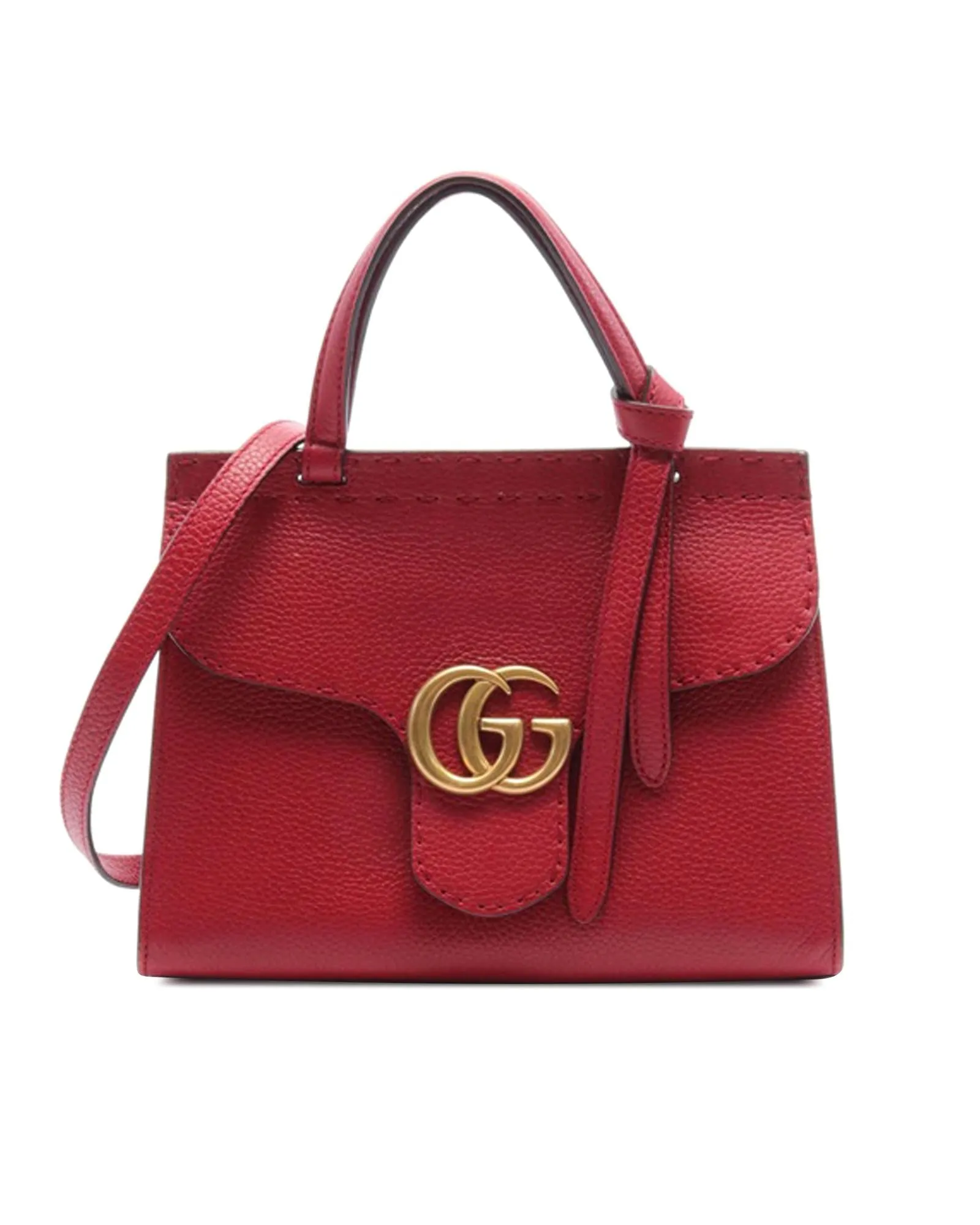 Small Top Handle Leather Satchel with Magnetic Closure