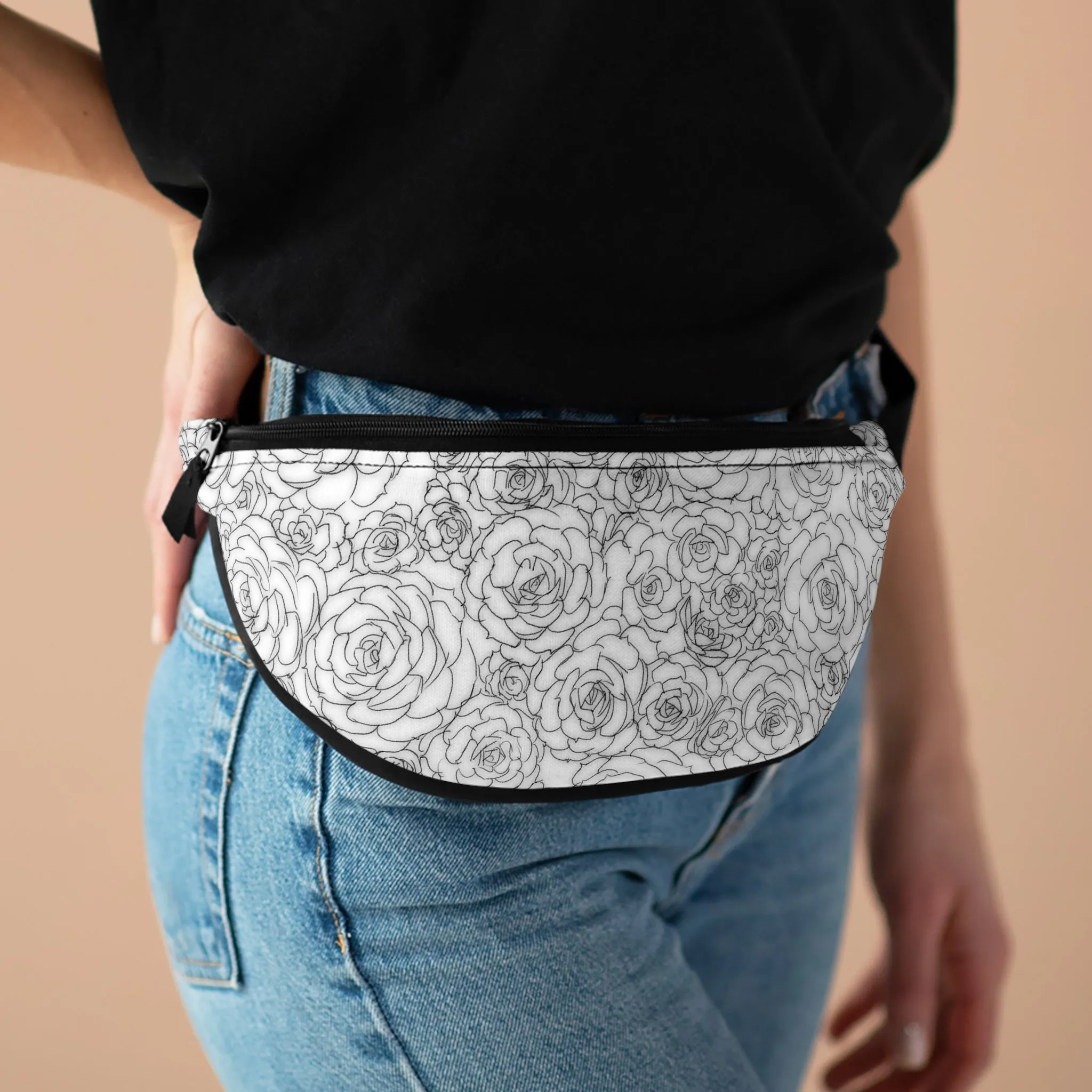 White Succulent Pattern Fanny Pack
